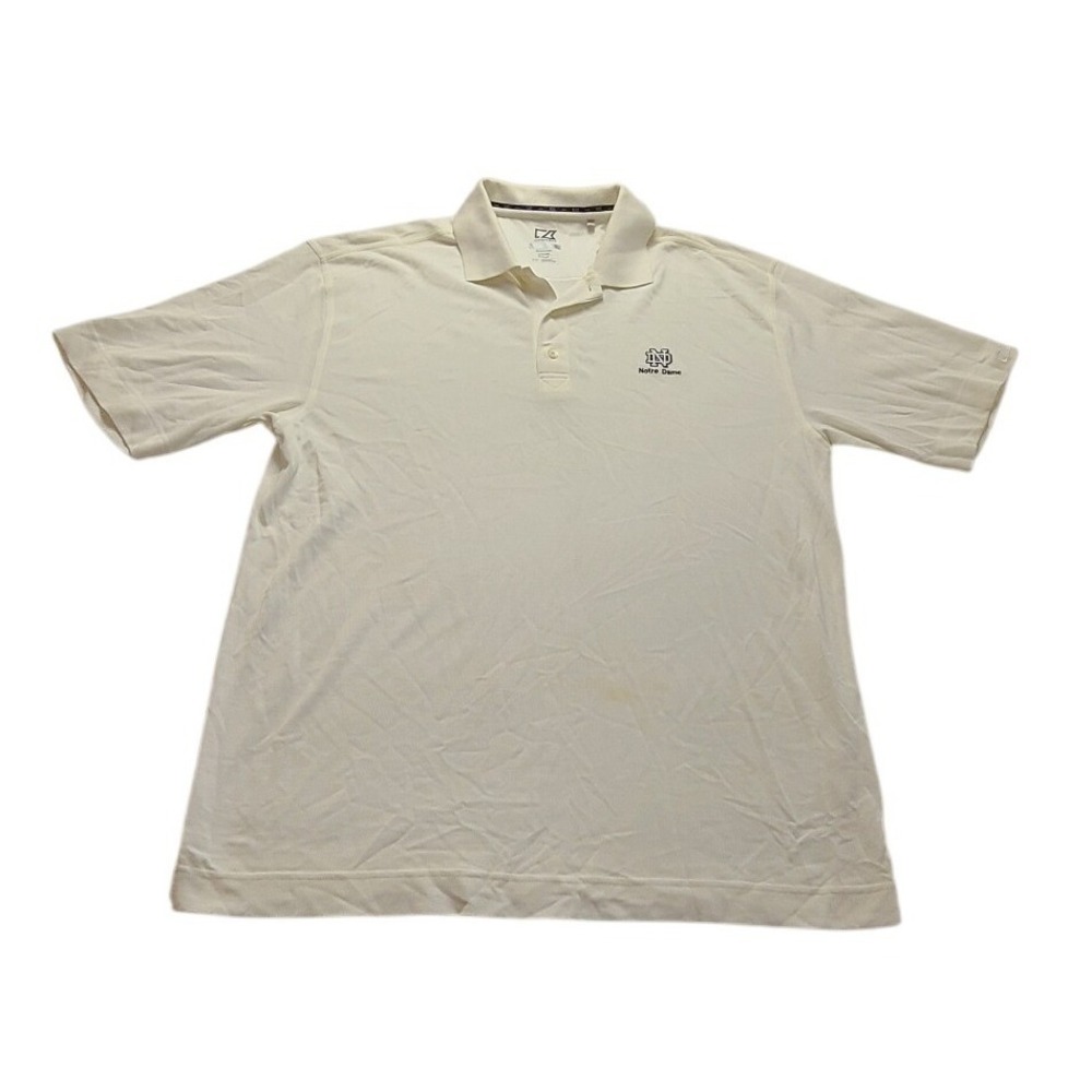 Cutter & Buck Mens White Performance Polo Shirt Large Moisture Wicking Short Slv